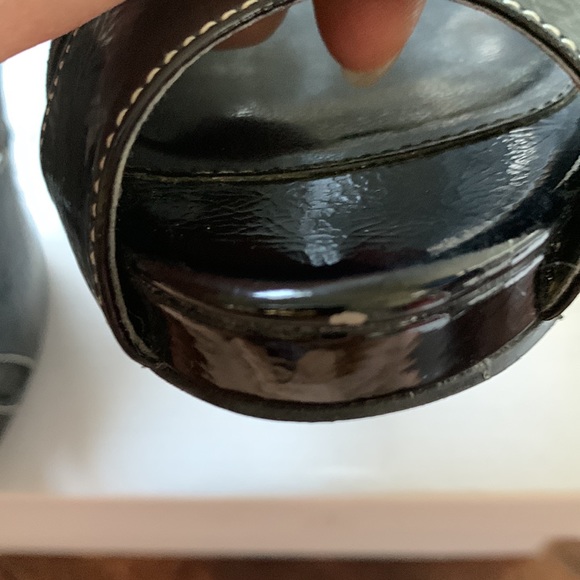 LOFT Christina Black Leather Platform Peep Toe Slingback Heels Size 6.5 - Picture 13 of 16